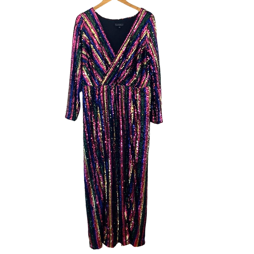 Eloquii Multicolor Sequin Maxi Dress